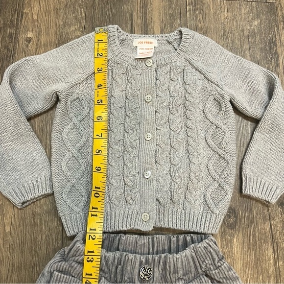 Kids Button Down Gray Knitted Cardigan and Corduroy Pants Size 18-24 Months - Picture 7 of 10